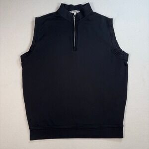 Peter Millar 1/4 Zip Vest Men's M Black 100% Cotton Golf Lounge MCOK41